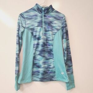Marika Pullover Top Tec Dry Wik Performance Wear Green Blue Long Sleeve Shirt